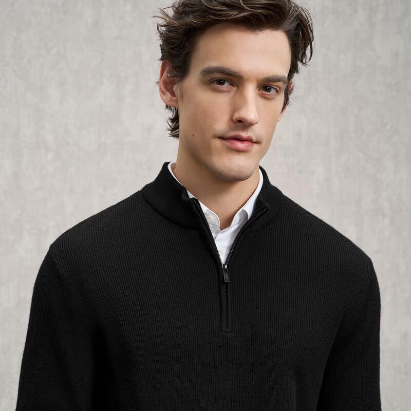 EMZ Men's Premium Wool Blend Stand Collar Pullover Sweater