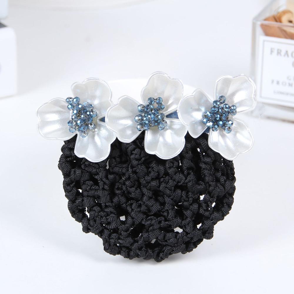 Headwear Korean Bun Snood Flower Hairpin Hairgrips Cover Net Sweet Women Spring Clip  for Girls