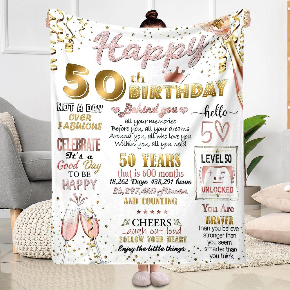 Happy 50th Birthday Celebration flannel,Lightweight,Flannel Blanket,Comfortable Blanket, Sofa Blanket, Gift blankets,Holiday Gift Blanket Blankets