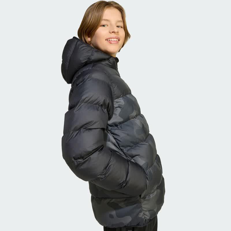 adidas Big Kids' Camo Print Water-Repellent Hooded Padded Jacket