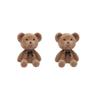 S925 Silver Needle Flocked Bow Bear Earrings - Cute Plush Earrings for Autumn & Winter