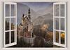 Schloss Neuschwanstein Wandteppich, Deutsche Burg, Spektakuläre Landschaft, Raumdekoration, Fensterblick, Telearbeitskulisse, Wanddekoration, Innenraumstoff (Design
