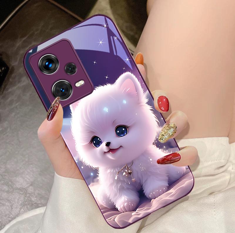 Cățeluș Drăguț Verde Pentru Xiaomi 14 Ultra 13 Lite Redmi Note 13 11 Pro 12 Plus Poco X6 3 Pro F4 6 GT Carcasă Telefon din Sticlă Călită