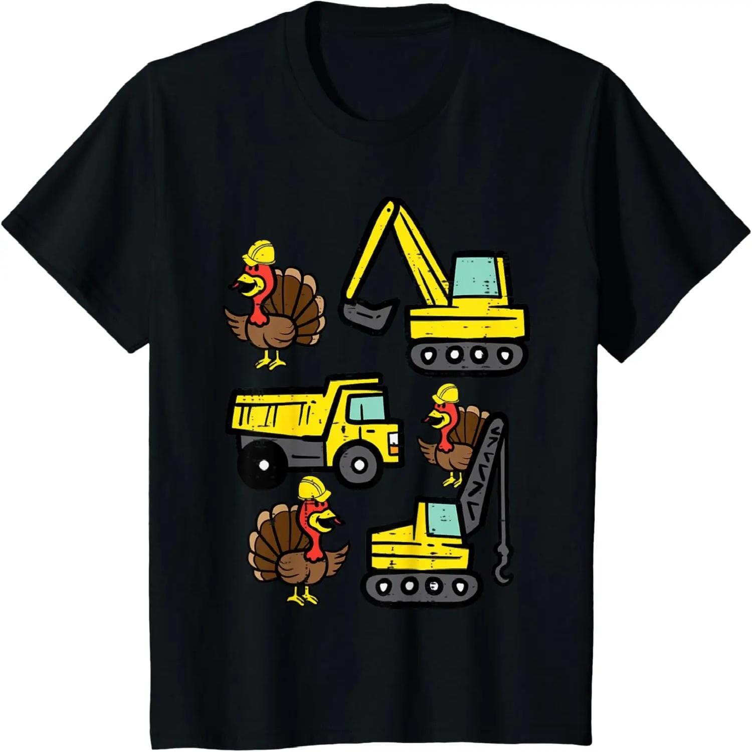 Kids Thanksgiving Construction Vehicles Boys Kids Toddler Youth T-Shirt S