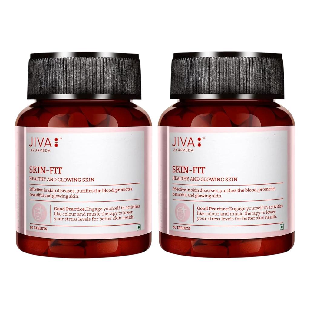 Jiva Skin-Fit Ayurvedic Tablets 60pcs X Pack of 2 for Skin Health Blood Purification and Natural Glow