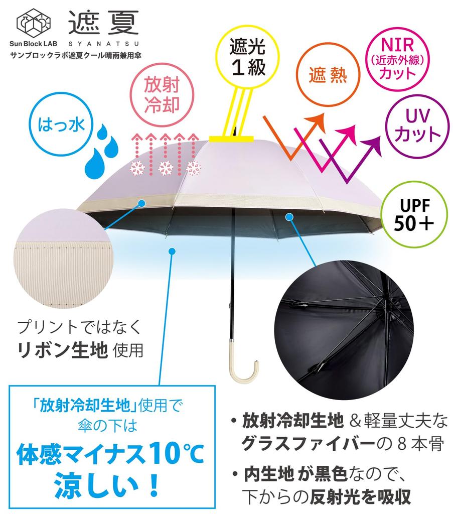 Sunblock Lab Radiant Cooling Fabric for UV Light Long Sunblock Lab Lavender #Matte Parasol Heat-Blocking, 99% Protection, First-Class Blocking,