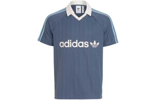 adidas Logo Print Fine Stripe Short Sleeve Polo Shirt