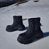 Krazing Pot  Cow Leather Wool Blend Winter Round Toe Platform Snow Boots Zipper Women Casual Keep Warm Ankle Boots