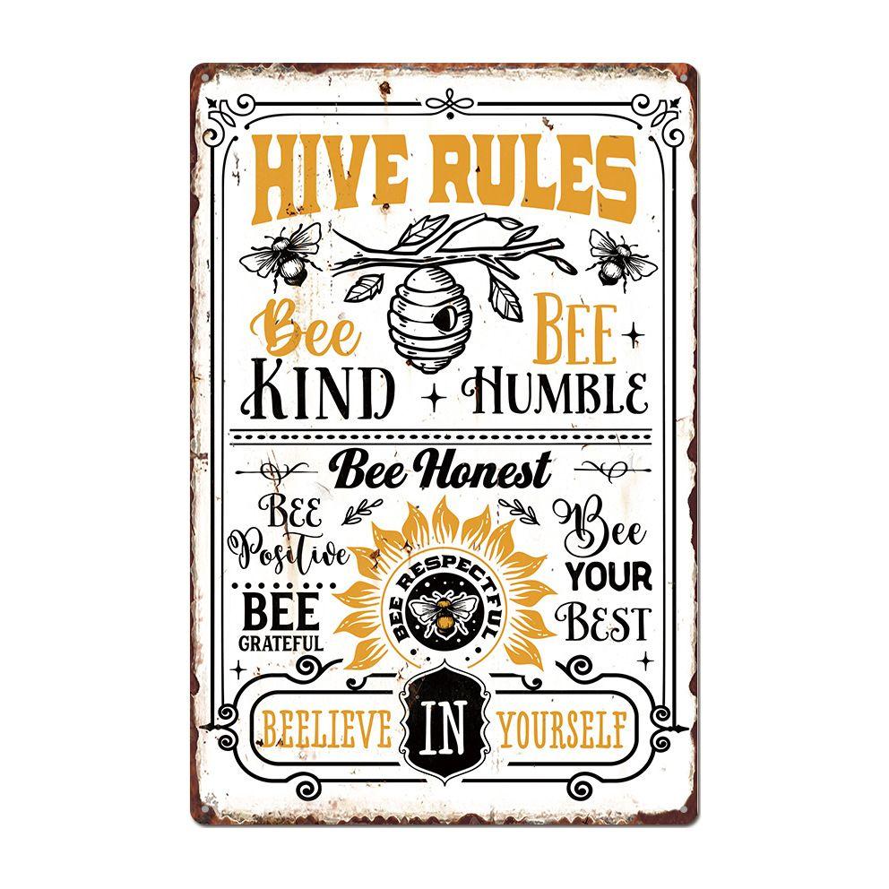 Bee Series Metal Tin Sign Wall Decor 20x30cm