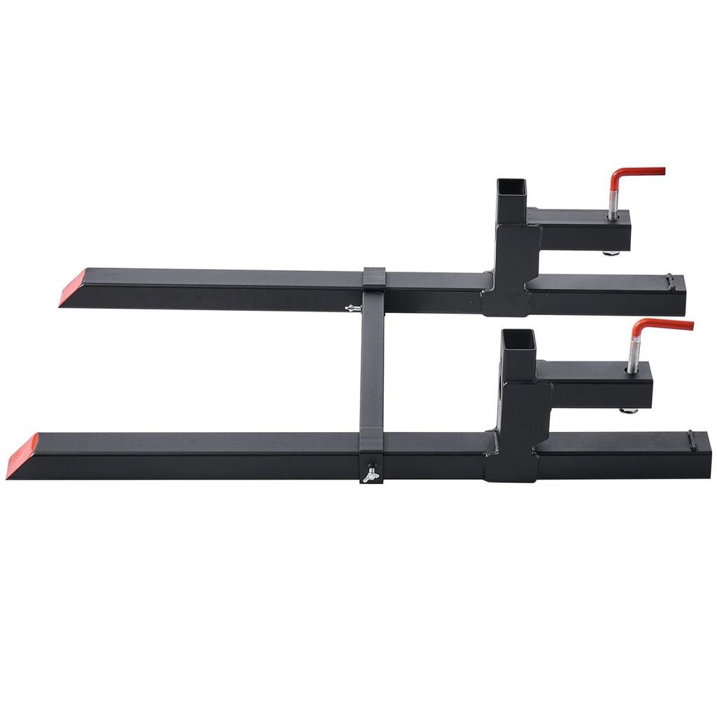 Pallet Forks, 907 Kg Clamp On Pallet Forks, 109 Cm Total Length Heavy-Duty Tractor Fork with Adjustable Stabilizer Bar for Tractor Attachments, Loader
