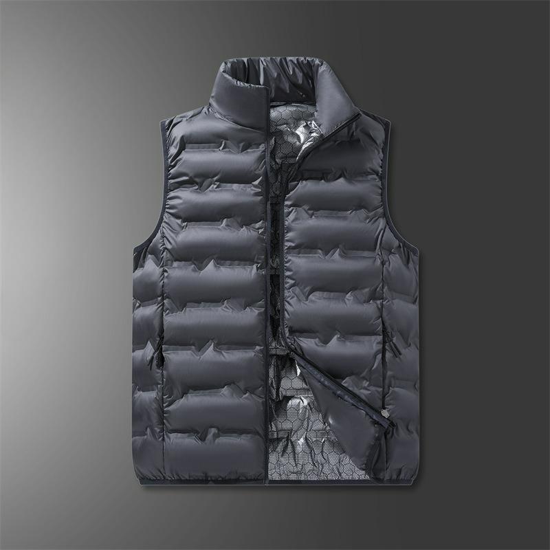 

Graphene Self-heating Vest Men s Autumn and Winter Down Cotton Stand-up Collar Sleeveless Waistcoat Vest Casual Sports Vest Jacket XXXXXL сірий