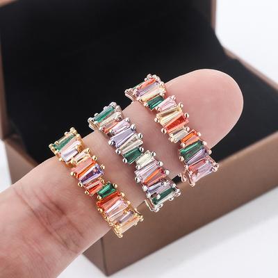 Silver Plated Zircon Ring Color Full Diamond Women's Gem Ring Jewelry