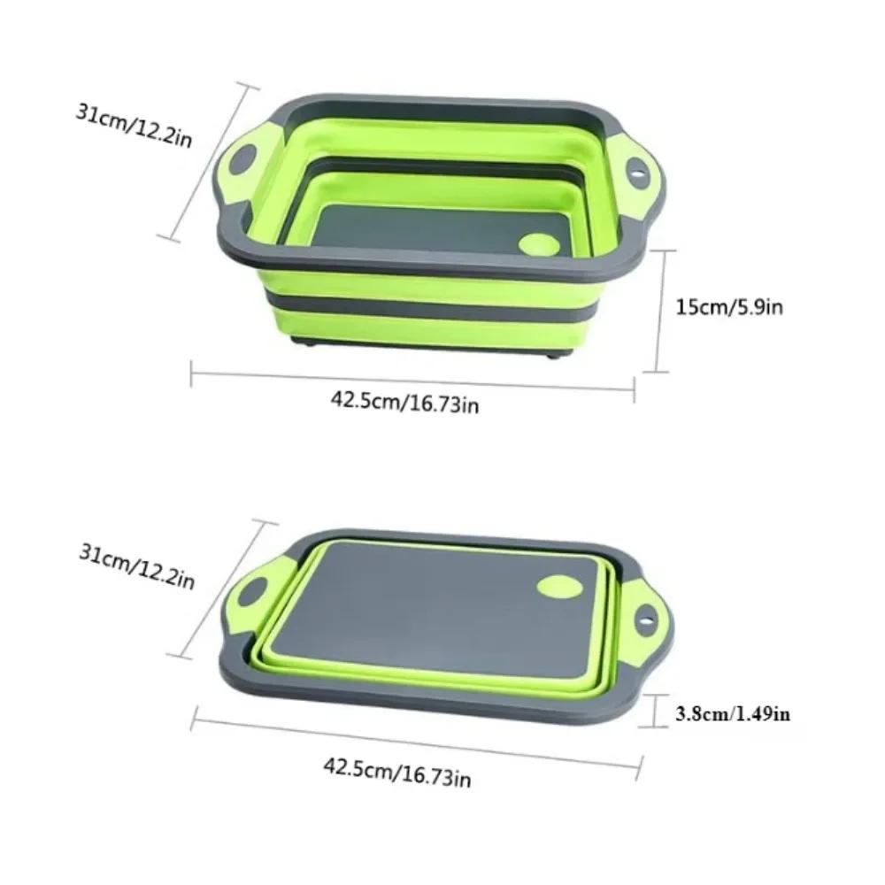 1pc Portable Foldable Bucket Space Saving Plastic Storage Basket for Travel and Outdoor Camping Storage Kitchen Accessories зелёный 5860₽