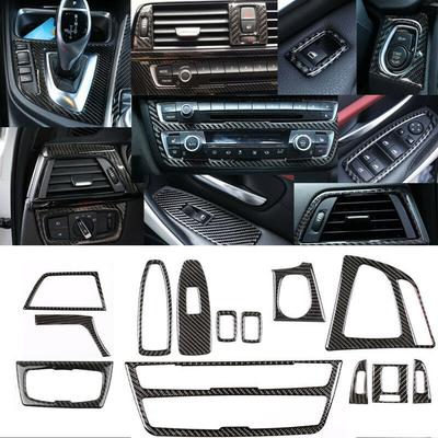 13 sztuk Wnętrze samochodu Wykończenie dekoracyjne Pokrowiec z włókna węglowego Do BMW 3 4 Seria F30 F34 Stylizacja samochodu Akcesoria samochodowe