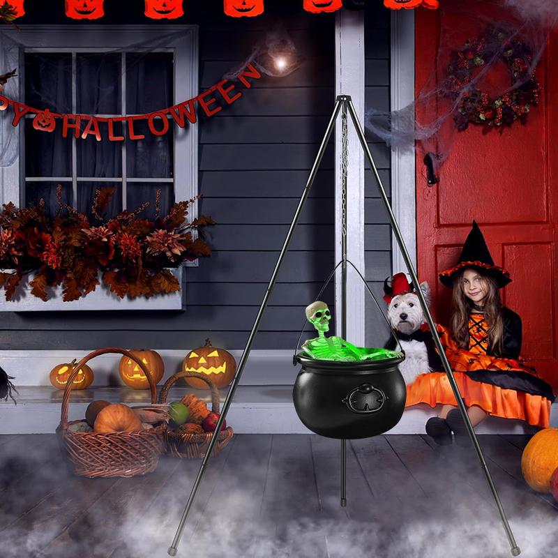 Halloween Decorations Witches Cauldron on Tripod for Yard Decorations Decorative Statues with String Light for Outdoor Indoor