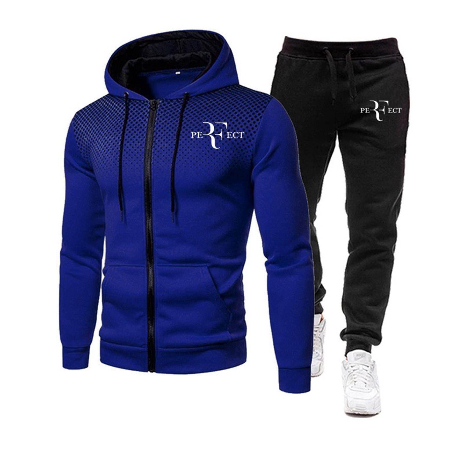 

Мужской повседневный кардиган с длинными рукавами и капюшоном, молодежный мужской комплект XXL синий