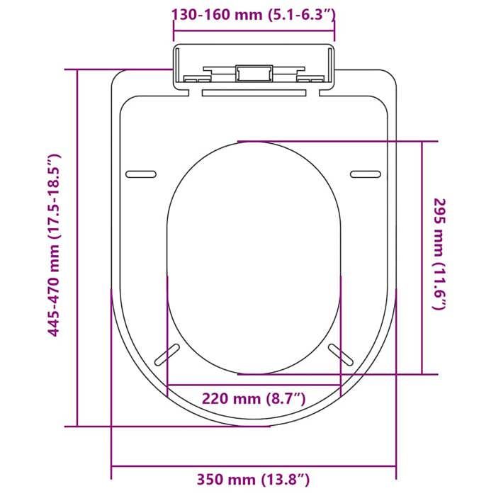 VidaXL Abattant WC à Fermeture en Douceur Carré Salle de Bains Siège Toilette 141763