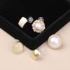 6Pairs Elegant Geometry Trim Edge Pearl Stud Earrings Gold Color Imitation Style for Wedding Ceremony
