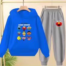 Pink Children Hoodie Black Boys Girls Toddler 3-12 Years Sports Coat Top+Pants Casual Sesame Street ELMO Sweatshirt Set Autumn