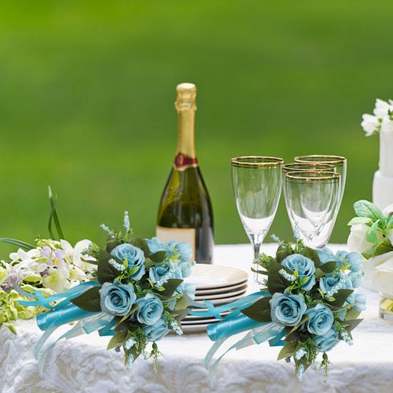 Artificial Rose Bouquet Romantic Realistic Decorative Bride Hand Holding Flower Wedding Bouquet Decor Photography Prop