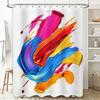 Colorful Brushstrokes Shower Curtain Waterproof Fabric Decor For Bathroom With Rings Set