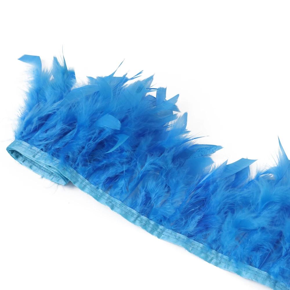 1Meters Natural Turkey Feathers Trim Height 10-15Cm Wedding Clothing Dress Decoration Diy Feather Ribbon Sewing Crafts