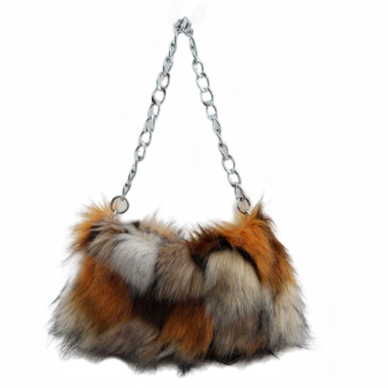New Faux Fur Leopard Shoulder Bag Women's Autumn Winter Chain Handbags Ladies Leopard Print Clutch Purses Top Handle Bags Bolsas