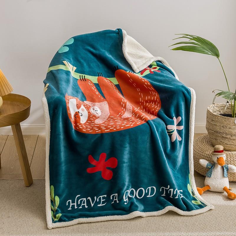 Soft Cartoon Fleece Blanket Toddlers Nap Time Double-Layer Sherpa 100x140cm Kids Bedding