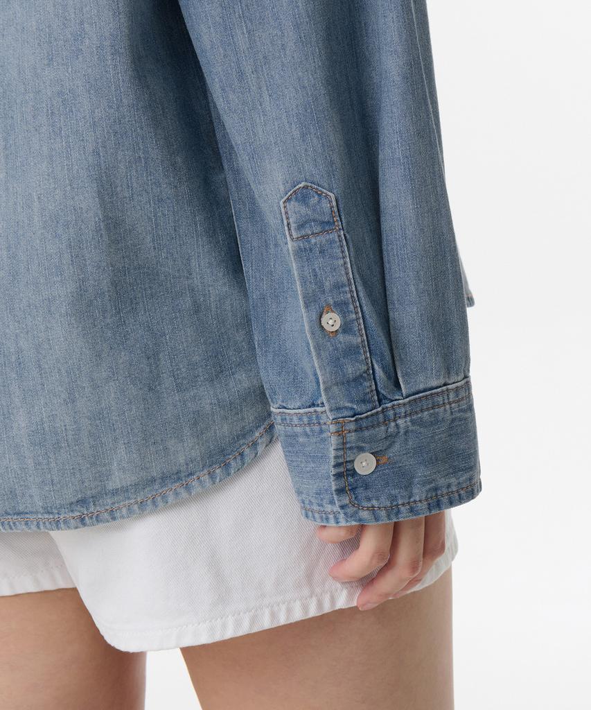 MUSINSA STANDARD WOMAN Women'S Relaxed Two-Pocket Denim Shirt [Light Indigo]
