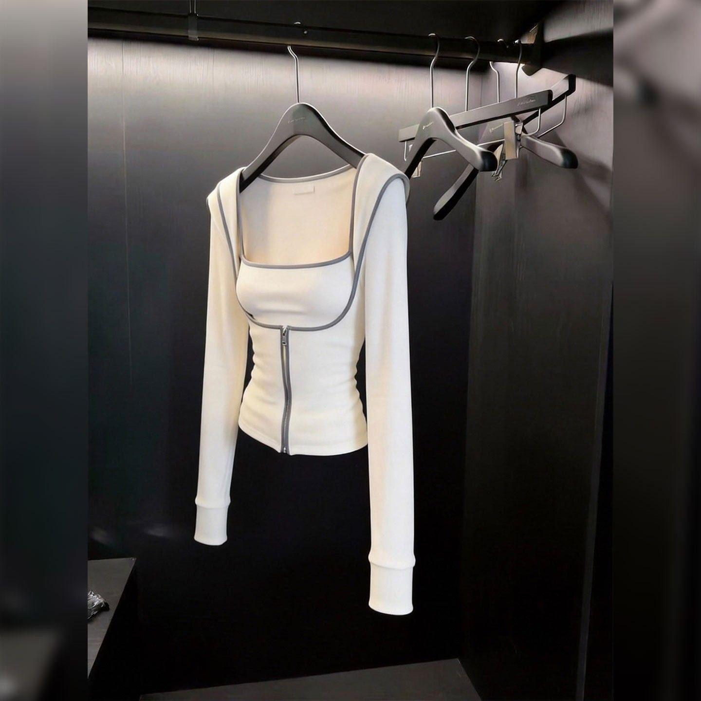 European Chic White Camisole & Cardigan Women s Slimming Two-Piece Set - Spring Collection L