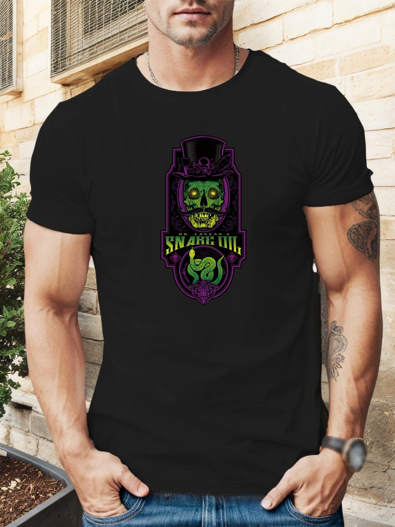 

Skull & Snake Oil Pattern T-shirt - Classic Summer Comfort Fit XXXXL