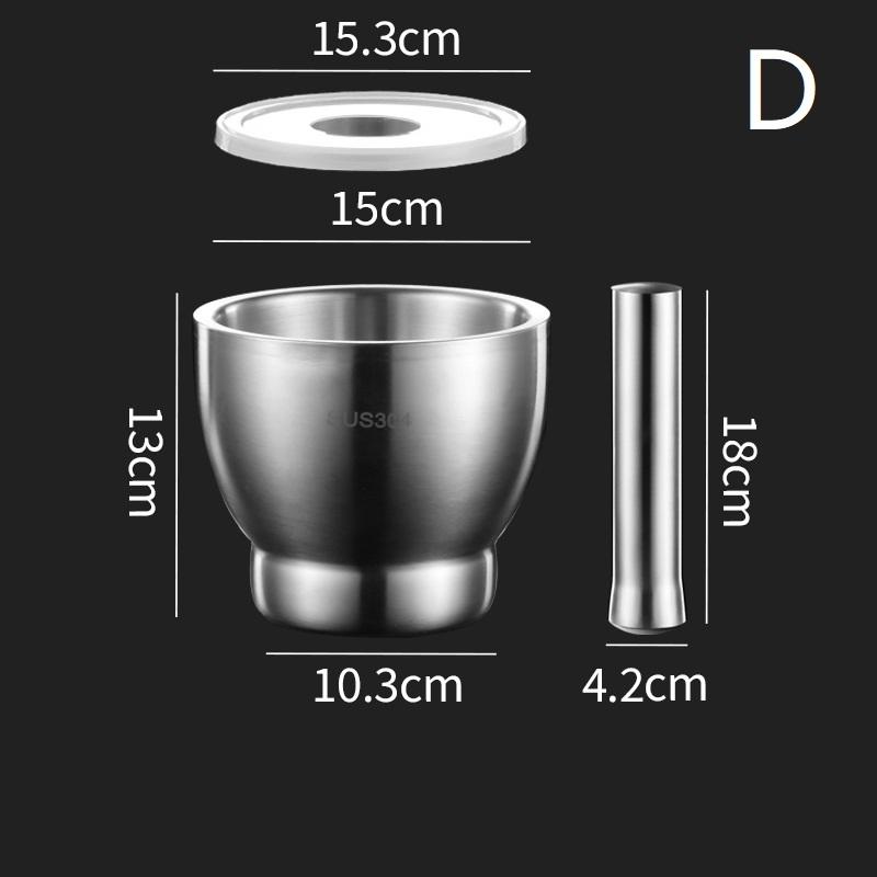 Mortar And Pestle Stainless Steel Spice Grinder Pill Crusher With Lid Ergonomic Grip For Crushing Grinding