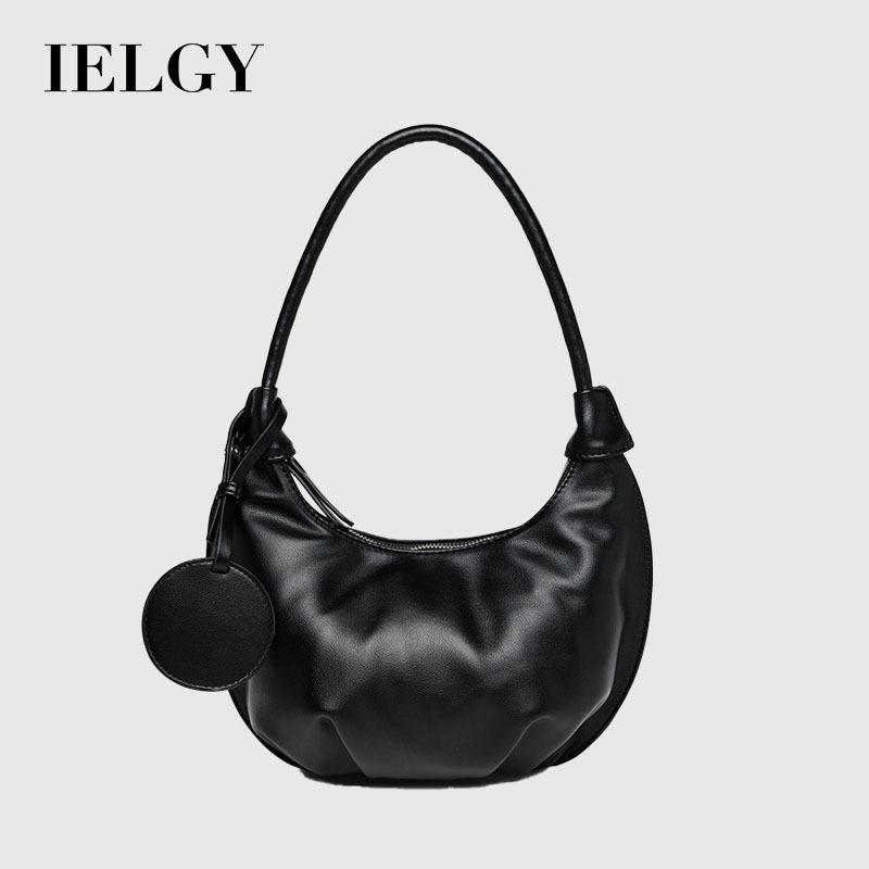 IELGY Cloud Bag Korean Style Niche High-End French Style Pleated Fashion All-Match Soft Leather Portable Dumpling Bag