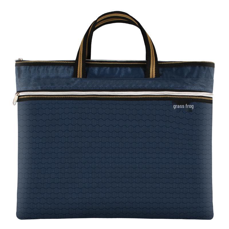 Waterproof Canvas Business Portfolio with Logo - Large Capacity Zipper Document Bag