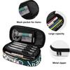 Pen Case Easy Open Zipper Spacious Interior 300D Polyester with Mesh Pocket Removable Divider and Pen Slots for Student Stationery