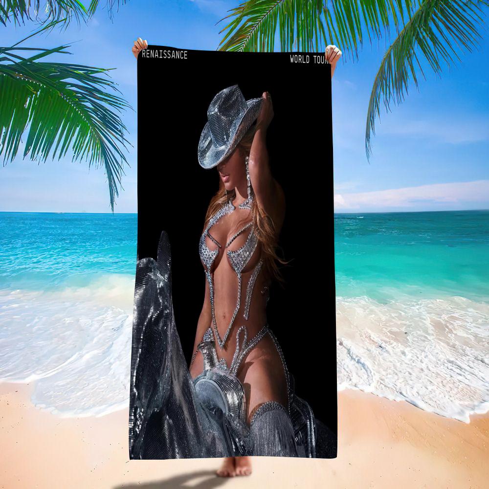 Beyonce Super Singer Microfiber Printed Beach Towel Mountain Climbing Yoga Beach Swimming Running Absorbent Soft Towel