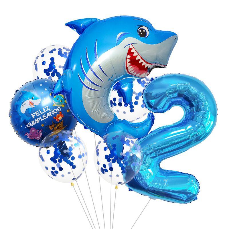 Ocean Theme Balloon Set Kids Birthday Number Balloon Decor