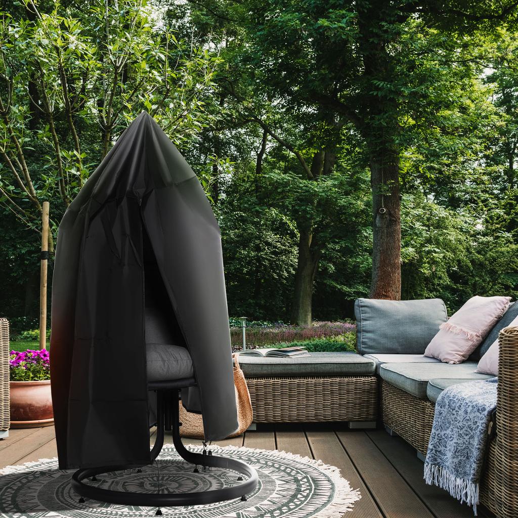 Black Hanging Chair Cover, Waterproof and Windproof, Protective Cover with Zipper, Cover for Hanging Basket, Swing Chair, Hanging Chair