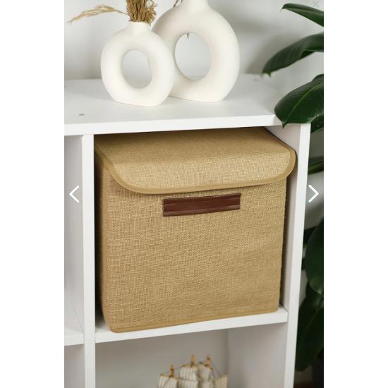 

Коробка с крышкой и ручкой из джутовой кожи