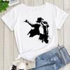 Womens Summer Shirt Pop King Michael Jackson Womens Printed Shirt Harajuku Casual White Top Womens Trendy Rock Shirt