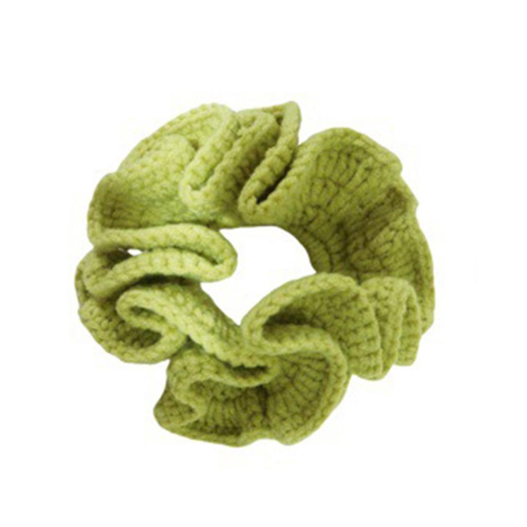 Colorful Knit Hair Scrunchies With Color Contrast Details Soft Hair Tie Elastic Bands Accesories For Women And Girls