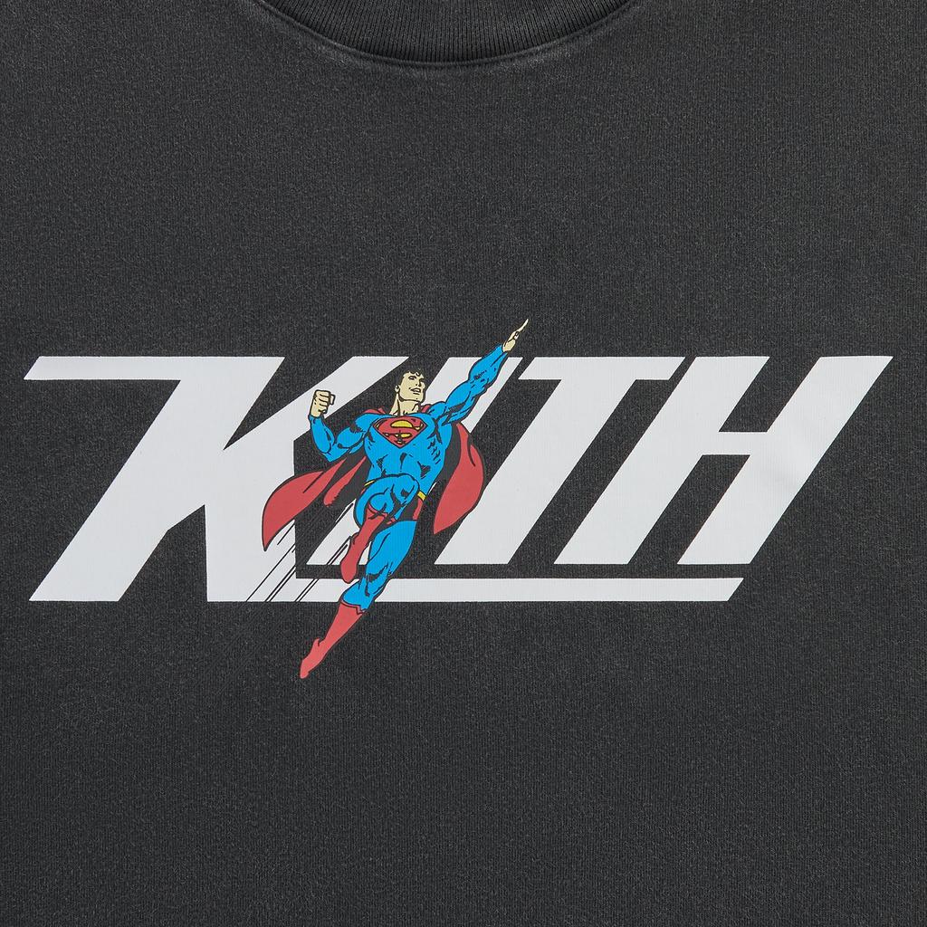 Kith X Superman Flight Vintage Tee Black Unisex Tops KHM033775-001