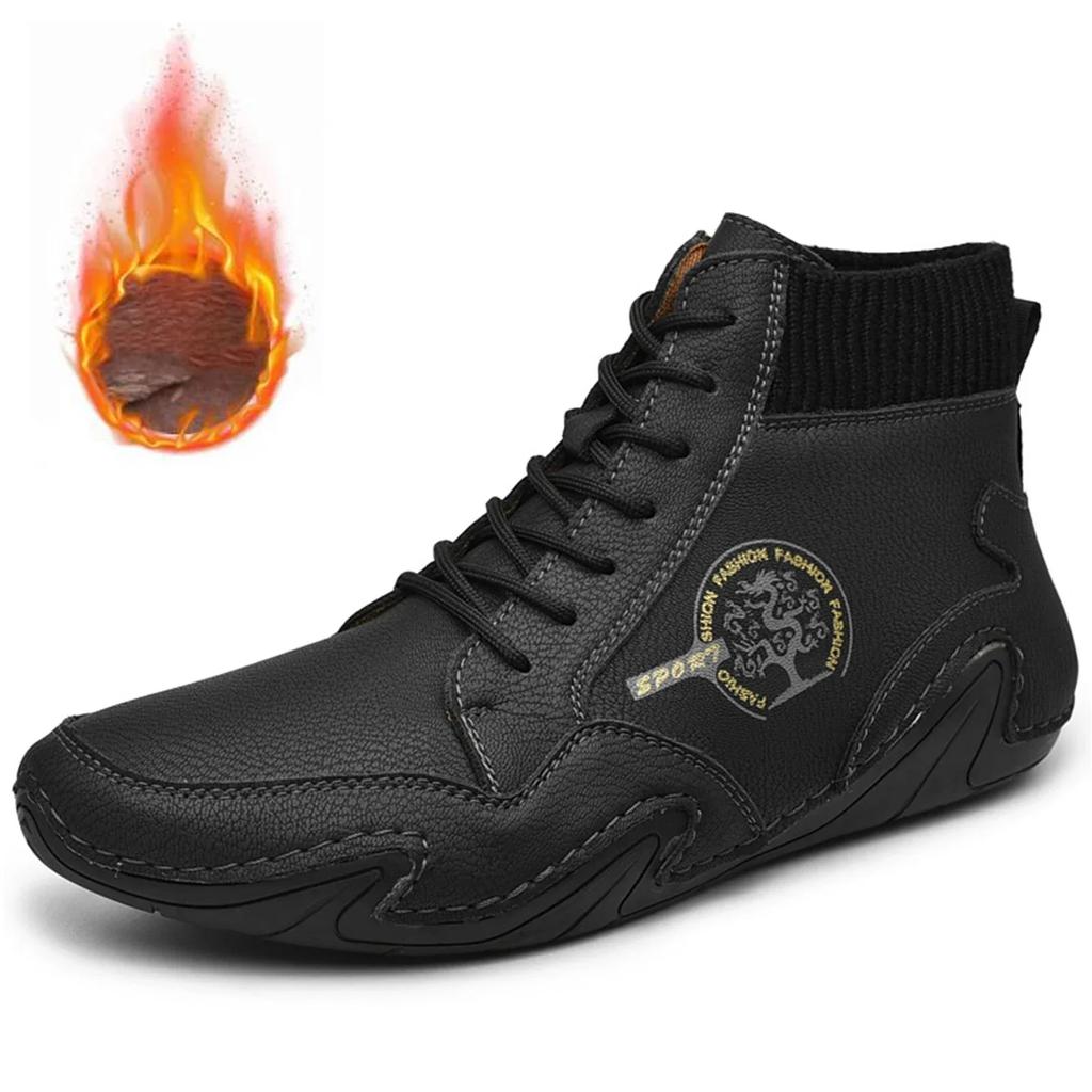 Fashion Comfortable Leather Casual Shoes For Men Lightweight and Durable Antiskid Flat Shoes For All Seasons Boots Men