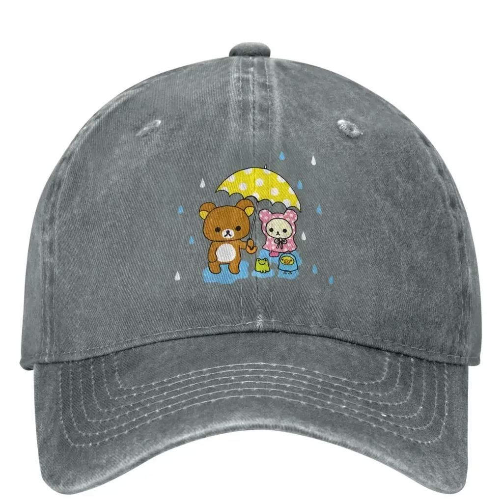 Copy Of Rilakkuma And Korilakkuma In The Rain Washed Baseball Cap Trendy Trucker Hat Unisex Men Sports Sun Visors Baseball Caps