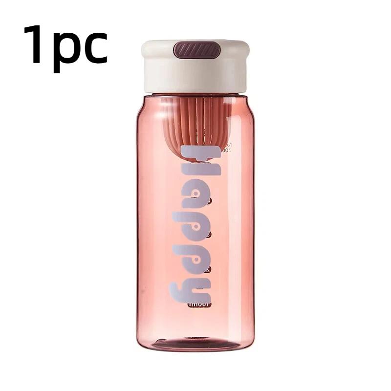 700ml simplified letter water cup with tea filter, portable plastic water cup, silicone handheld drinking cup 601-700ml