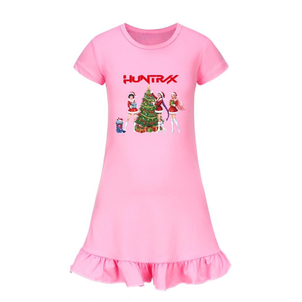 5085 Kids Girls Christmas New Year Mira Zoey Rumi Printed Ruffle Short Sleeves Casual Dress