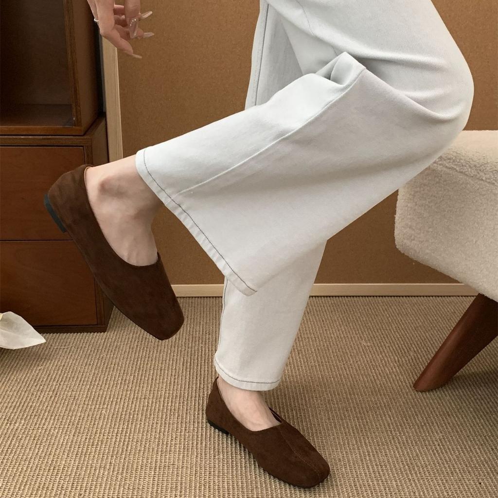 Square Head Single Shoes Women's 2025 New Soft Flat Bottom Comfortable Retro Simple One-pedal Korean Version Leopard Print Lazy Shoes Women