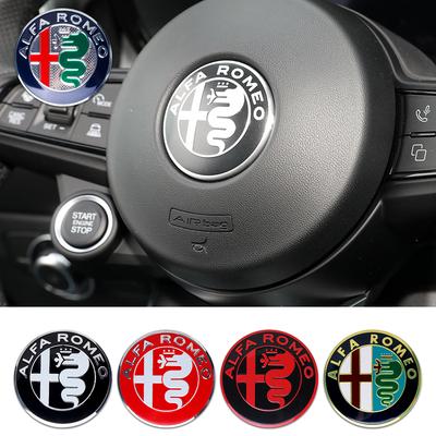 3D Car Steering Wheel Badge Replacement Emblem Decor Interior Sticker Auto Accessories For Giulia Stelvio Giulietta