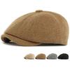 HT4888 Baskenmützen Herbst Winter Wollmischung Hüte für Männer Frauen Künstler Maler Baskenmütze Männlich Weiblich Flache Kappe Schirmmütze Achteckige Baskenmützen