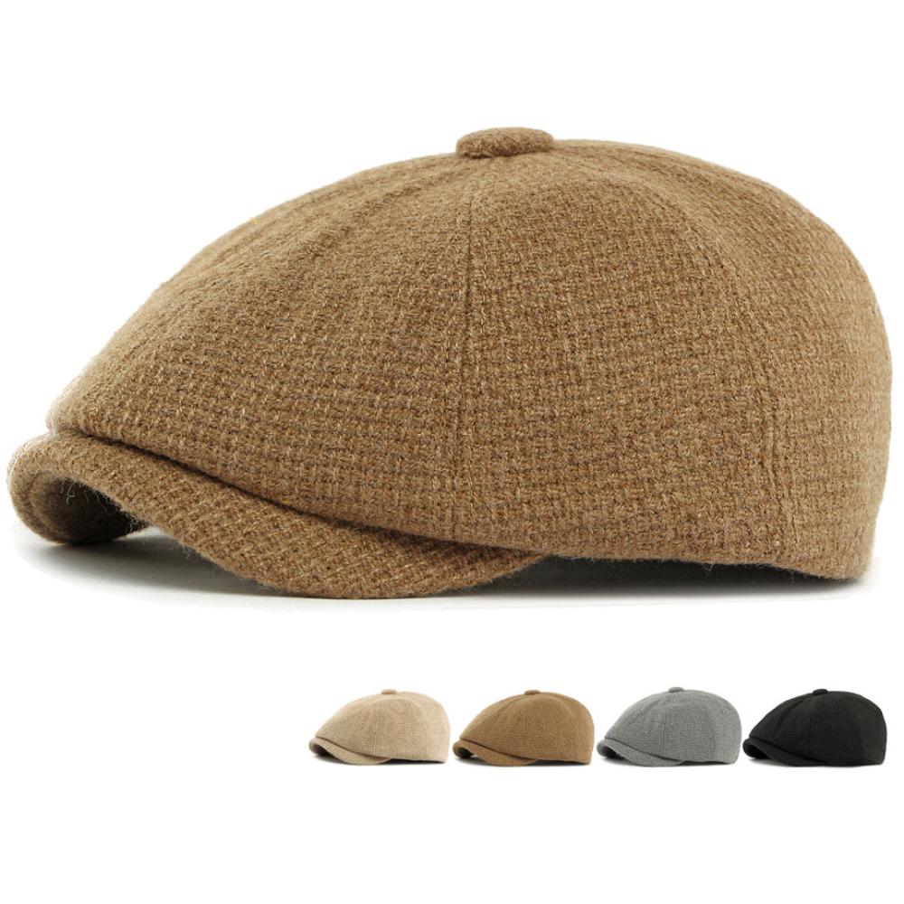 HT4888 Baskenmützen Herbst Winter Wollmischung Hüte für Männer Frauen Künstler Maler Baskenmütze Männlich Weiblich Flache Kappe Schirmmütze Achteckige Baskenmützen